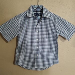 Basic Editions Purple Plaid Button Up Shirt Boys 4/5